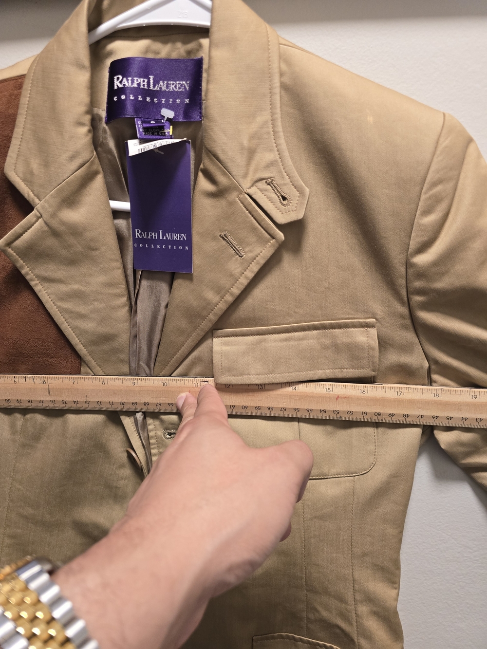 NWT Ralph Lauren Purple Label Collection Light Tan Shirt Jacket, Size 6